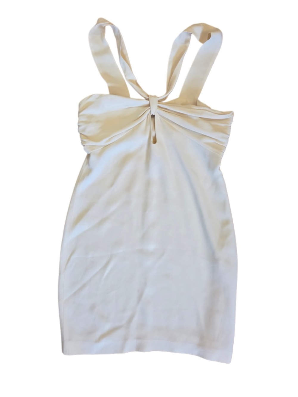 Emporio Armani Cream Sleeveless Silk Mini Dress with Keyhole Detail